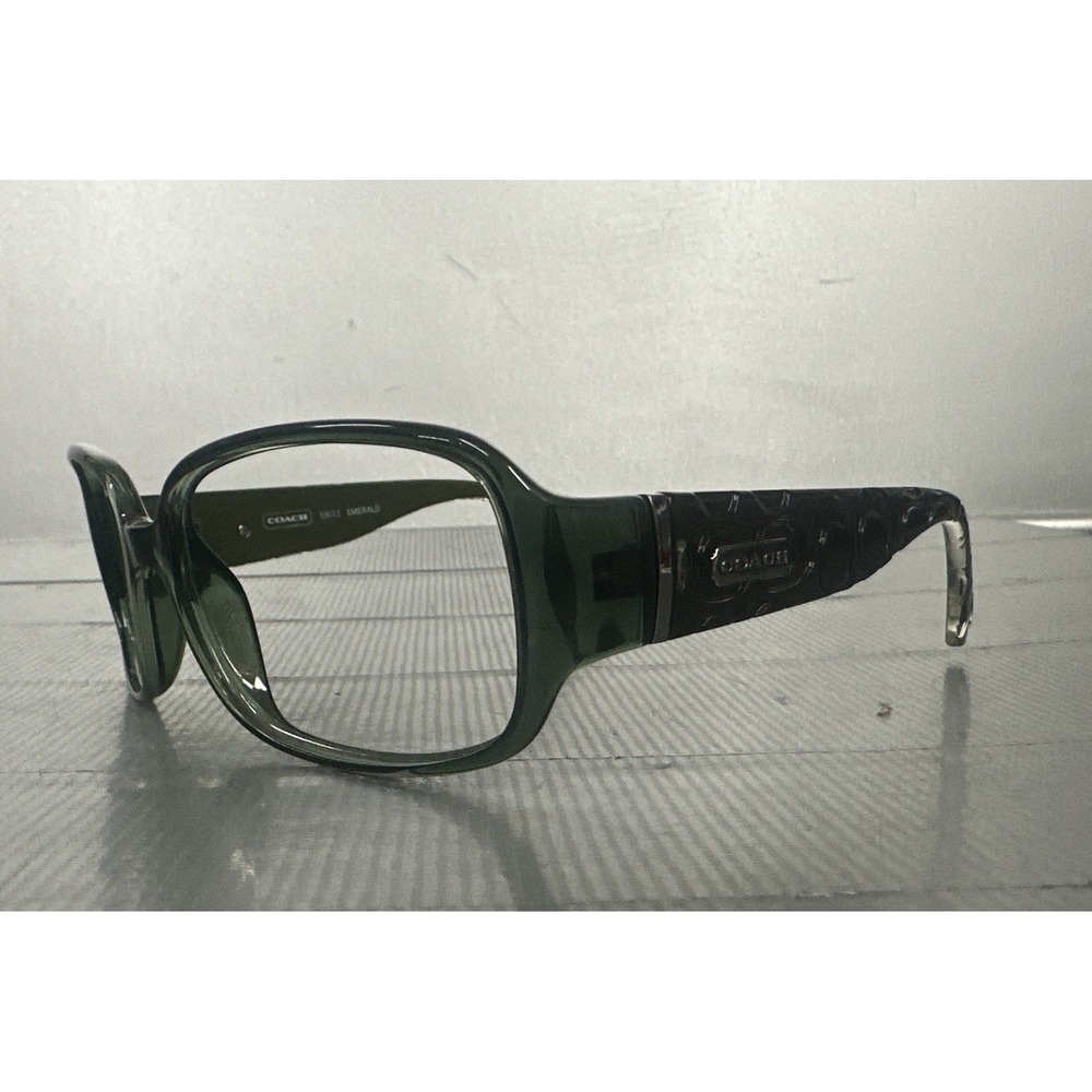 Coach Olive Green Clear Rectangular Wrap Glasses Logo S3011 Emerald Ce 120